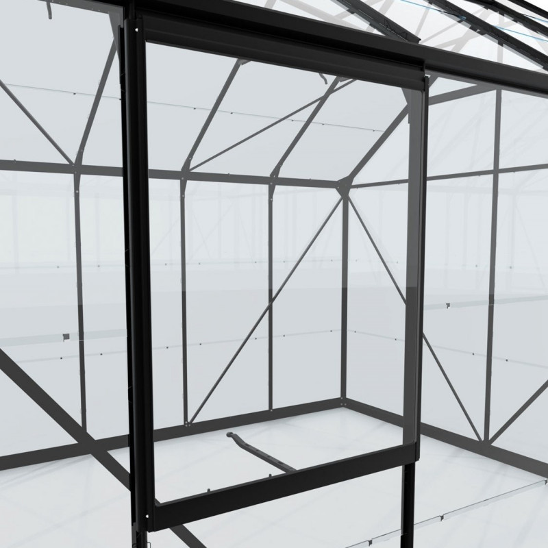 Fenêtre latérale V – alu noir et verre ESG 3mm – pour serres de jardin Vitavia