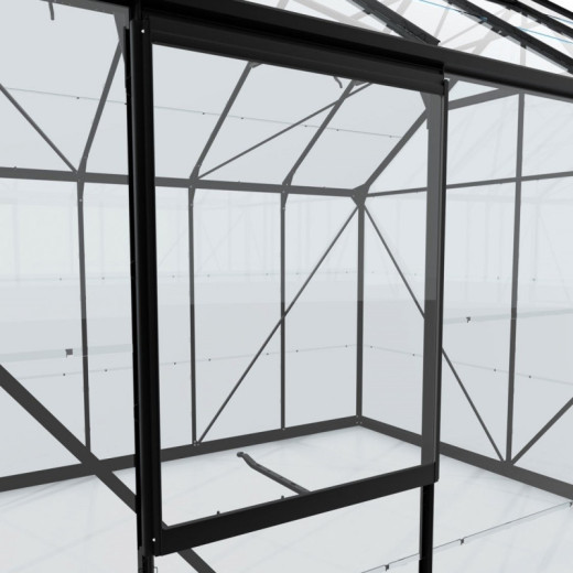 Fenêtre latérale V – alu noir et verre ESG 3mm – pour serres de jardin Vitavia