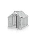 Mini-serre Merlin 0,83m² en alu anodisé et PC 4mm – fondation en acier – Vitavia