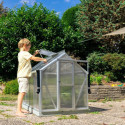 Mini-serre Merlin 0,83m² en alu anodisé et PC 4mm – fondation en acier – Vitavia