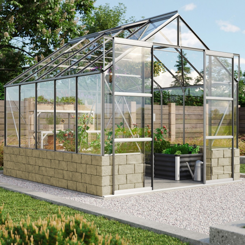 Serre Cassandra 8,3m² en alu anodisé et verre de sécurité - sans pierres de socle - Vitavia