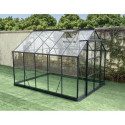 Serre de jardin Prima 7,42m² en aluminium anthracite et verre trempé 4mm - Green Protect
