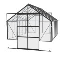 Serre Cassandra 9,9m² en alu noir et verre de sécurité - sans pierres de socle - Vitavia