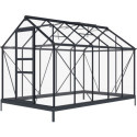 Serre de jardin en aluminium anthracite et verre trempé 4mm RINCA 5,68m² + embase - Green Protect