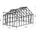 Serre de jardin 12,84m² en aluminium anthracite et verre trempé 4mm - Green Protect
