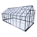 Serre de jardin 12,84m² en aluminium anthracite et verre trempé 4mm - Green Protect