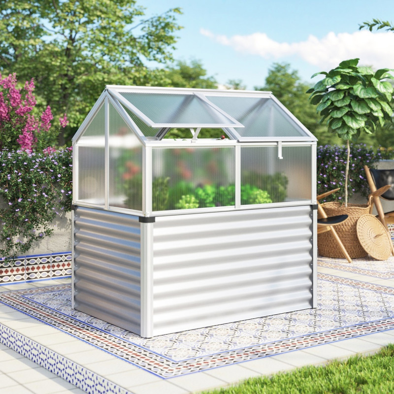 Mini-serre Gamma 1m² en alu anodisé et PC 4mm sur châssis froid élevé – Vitavia