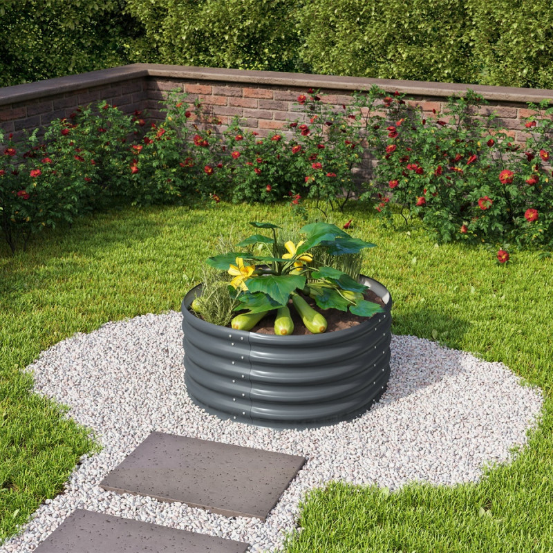 Potager surélevé en acier Zincalume® - granite – 401 Rond Vita – Vitavia