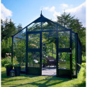 Pack de serre de jardin 8,8m² anthracite et verre trempé Premium + embase noir - Juliana