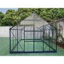 Serre de jardin 16,32m² en aluminium anthracite et verre trempé 4mm - Green Protect