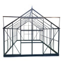 Serre de jardin 16,32m² en aluminium anthracite et verre trempé 4mm - Green Protect