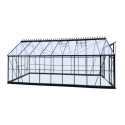 Serre de jardin 16,32m² en aluminium anthracite et verre trempé 4mm - Green Protect
