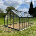 Serre de jardin 16,32m² en aluminium anthracite et verre trempé 4mm - Green Protect