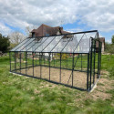 Serre de jardin 16,32m² en aluminium anthracite et verre trempé 4mm - Green Protect