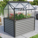 Mini-serre Gaia Jumbo en alu noir/granite et PC 4mm – avec potager élevé – Vitavia