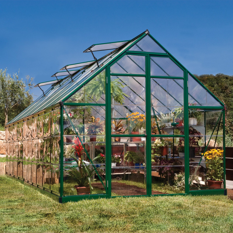 Serre Balance™ 14,64m² en aluminium vert et polycarbonate – Canopia by Palram