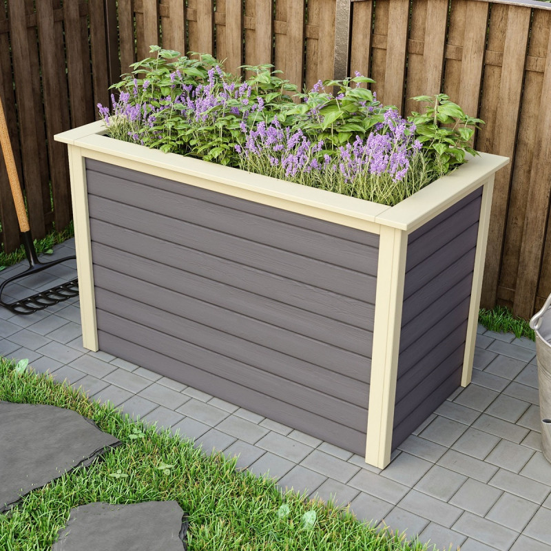 Potager surélevé 460L en bois 19mm - gris terre – Karibu