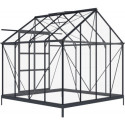 Serre de jardin en aluminium anthracite et verre trempé 4mm RINCA 6,05m² + embase - Green Protect