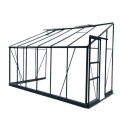 Serre adossée Prima 7,22m² en aluminium anthracite et verre trempé 4mm - Green Protect