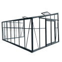 Serre adossée 13,71m² LUXE en aluminium anthracite et verre trempé 4mm - Green Protect