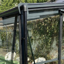 Serre adossée 13,71m² LUXE en aluminium anthracite et verre trempé 4mm - Green Protect