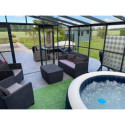 Serre adossée 13,71m² LUXE en aluminium anthracite et verre trempé 4mm - Green Protect