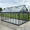 Serre de jardin 20,05m² ROYALE en aluminium laqué noir et verre trempé 4mm - Green Protect