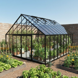 Serre de jardin 30,08m² ROYALE en aluminium laqué noir et verre trempé 4mm - Green Protect