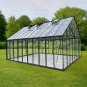 Serre de jardin 30,08m² ROYALE en aluminium laqué noir et verre trempé 4mm - Green Protect
