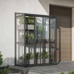 Serre de jardin adossée Mini 1,4m² en aluminium et panneaux en verre trempé - BloomCabin