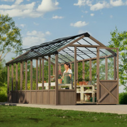 Serre en bois et polycarbonate transparent 15,3m² Natura - Canopia by Palram