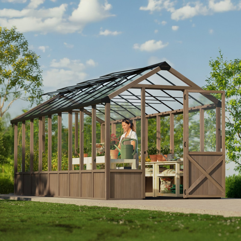 Serre en bois et polycarbonate transparent 15,3m² Natura - Canopia by Palram