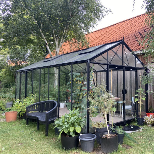 Serre de jardin R308XH 18,15m² en aluminium noir et verre trempé BLACKLINE – ACD