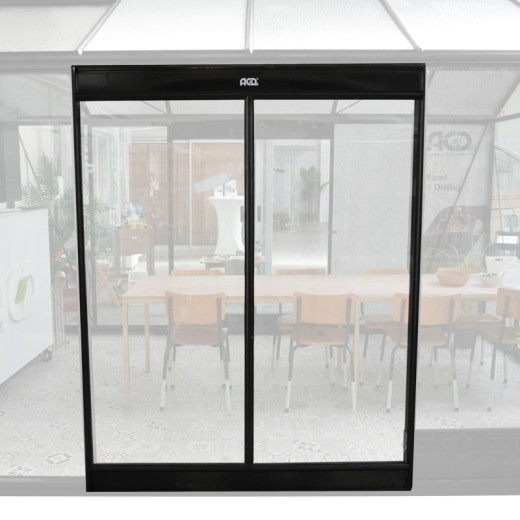 Double porte coulissante latérale avec cadre en aluminium laqué pour serre de jardin - ACD