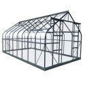 Serre de jardin Comtesse 14,64m² en aluminium anthracite et verre trempé 4mm - Green Protect