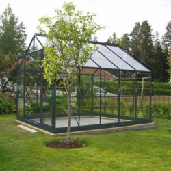 Serre de jardin laquée gris et verre trempé 7,56m² + embase