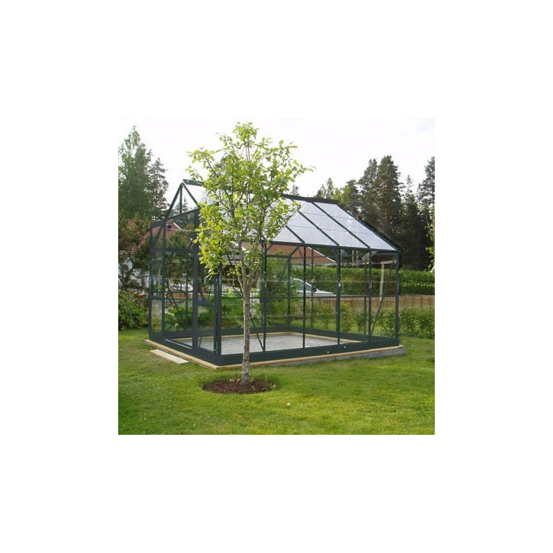 Serre de jardin laquée gris et verre trempé 7,56m² + embase
