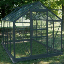 Serre de jardin laquée gris et verre trempé 5,77m² + embase