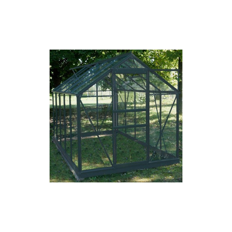 Serre de jardin laquée gris et verre trempé 5,77m² + embase