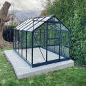 Serre de jardin laquée gris et verre trempé 5,77m² + embase