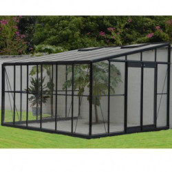 Jardin d'hiver laqué gris et verre trempé 12,08m² + embase