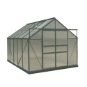 Serre de jardin 7,08m² polycarbonate 4mm + base + 2 ouvertures de lucarne offertes