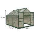Serre de jardin 7,08m² polycarbonate 4mm + base + 2 ouvertures de lucarne offertes