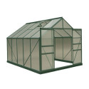 Serre de jardin 7,08m² polycarbonate 4mm + base + 2 ouvertures de lucarne offertes