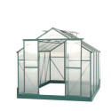 Serre de jardin 7,08m² polycarbonate 4mm + base + 2 ouvertures de lucarne offertes