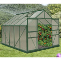 Serre de jardin 7,08m² polycarbonate 4mm + base + 2 ouvertures de lucarne offertes