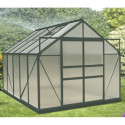 Serre de jardin 7,08m² polycarbonate 4mm + base + 2 ouvertures de lucarne offertes