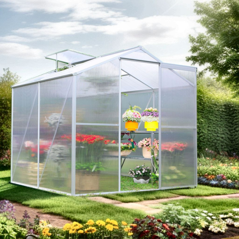 Serre de jardin 2,5m² en aluminium et polycarbonate Habrita
