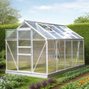 Serre de jardin 6,03m² en aluminium et polycarbonate + base - Habrita