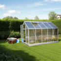 Serre de jardin 6,03m² en aluminium et polycarbonate + base - Habrita